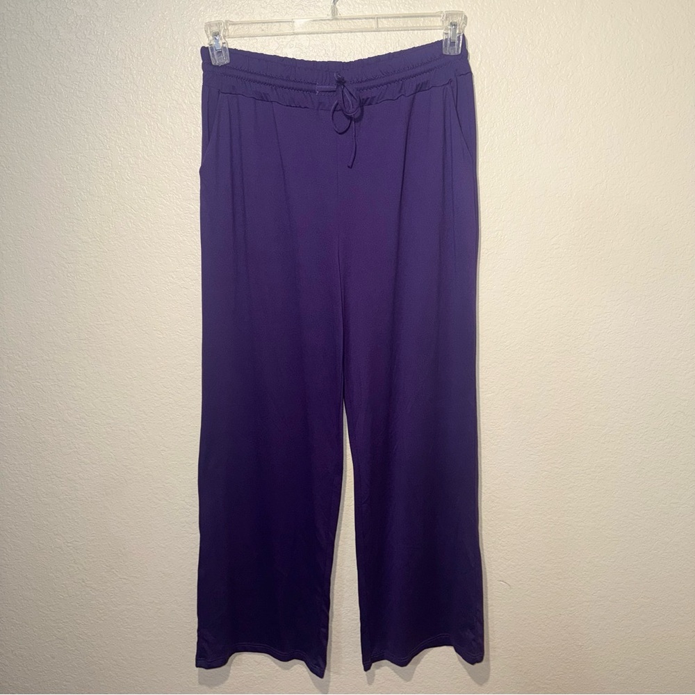 Sarin Mathews Women’s XXL Purple Wide Leg Pants Drawstring Stretch Lounge